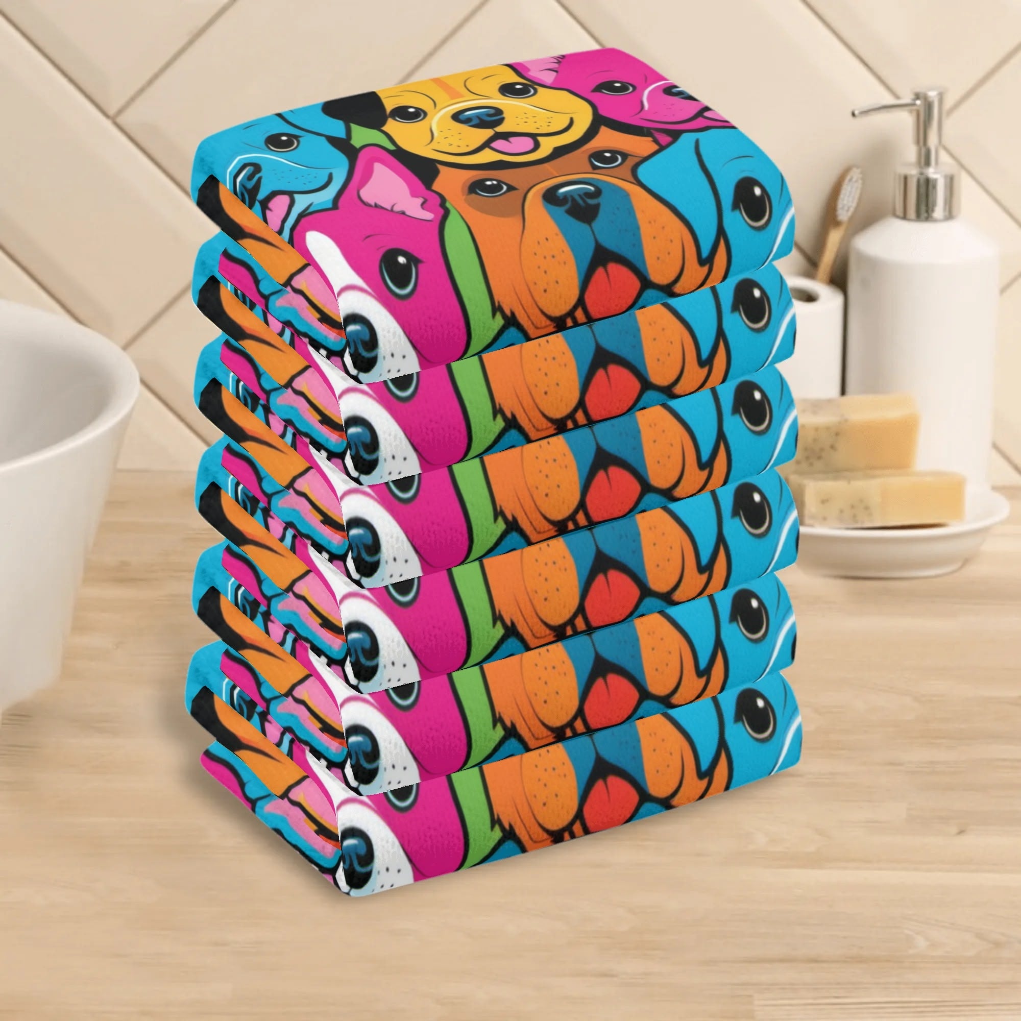 Puppies! 6 Pc Hand Towel Set