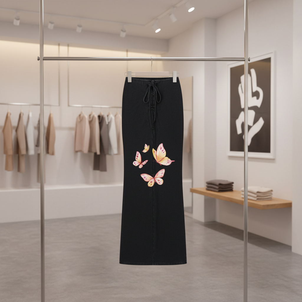 Butterflies - Dyed Washed Drawstring Maxi Skirt