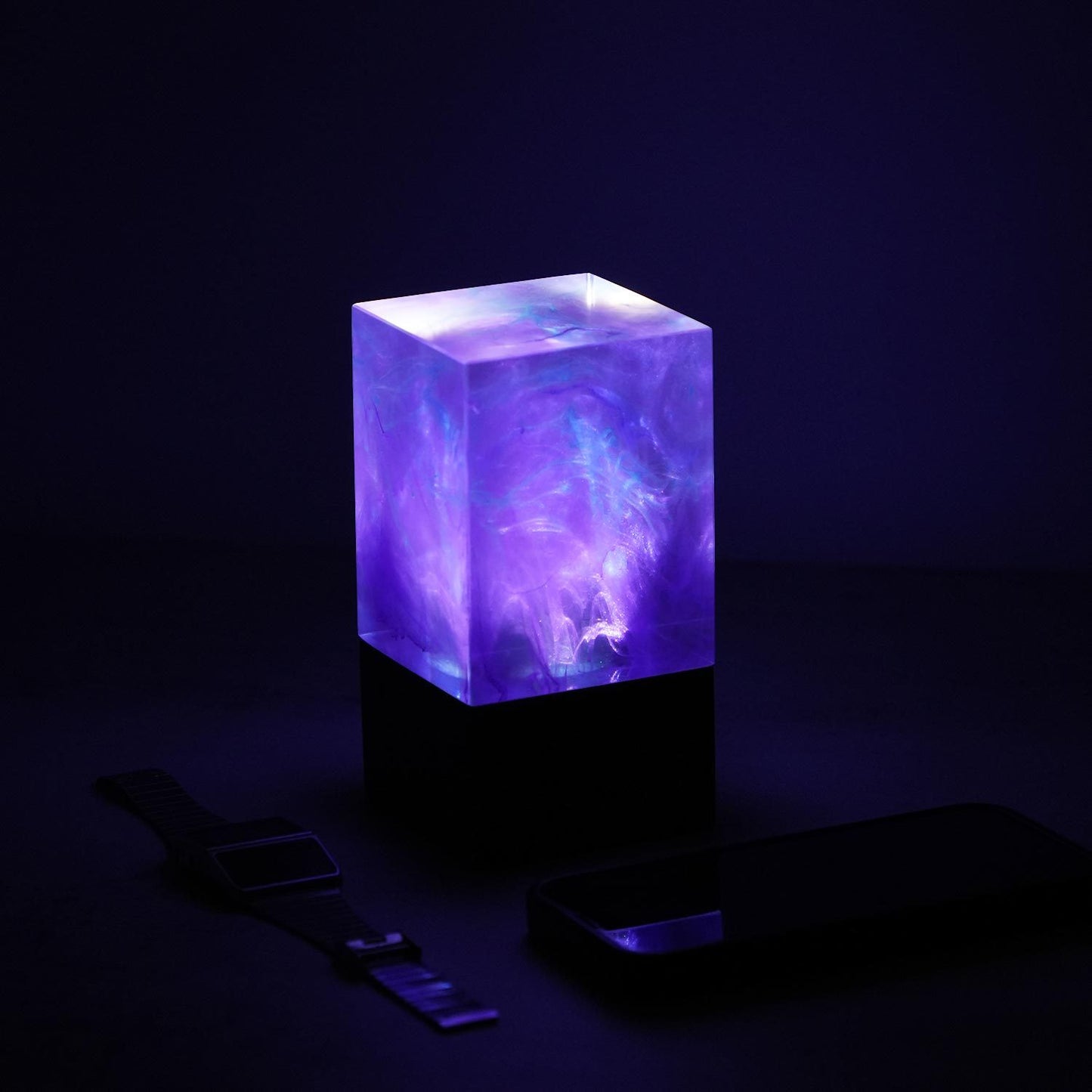 CosmoGlow Ambient Lamp – Purple Galaxy Cube for Home & Office
