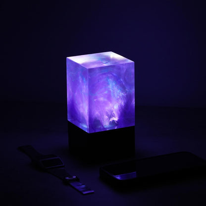 CosmoGlow Ambient Lamp – Purple Galaxy Cube for Home & Office