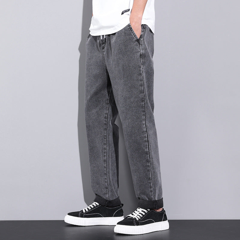 Men’s Loose Wide‑Leg Drawstring Jeans