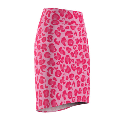 Women's Pink Cheetah Pencil Skirt