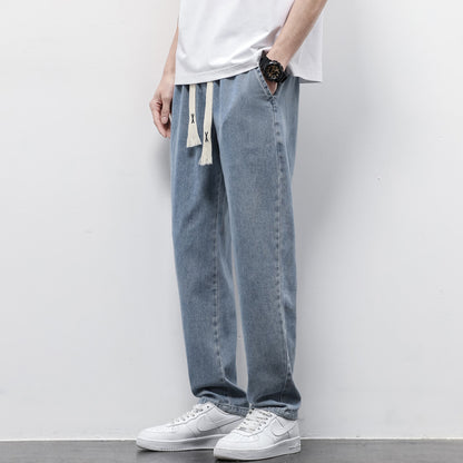 Men’s Loose Wide‑Leg Drawstring Jeans