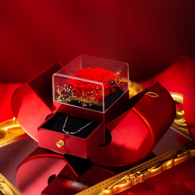 Red Apple Rose Necklace Gift Box – Forever Love Edition