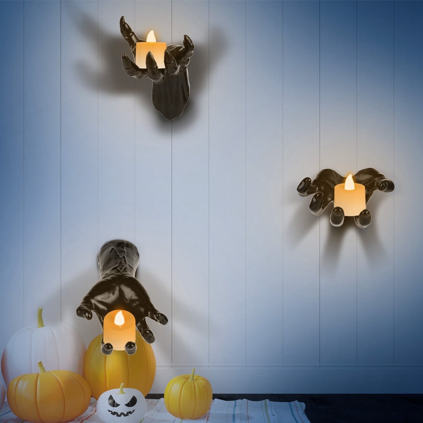 Gothic Candle Hands – Halloween Wall Decor (Set of 3)
