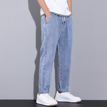 Men’s Loose Wide‑Leg Drawstring Jeans