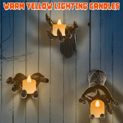 Gothic Candle Hands – Halloween Wall Decor (Set of 3)
