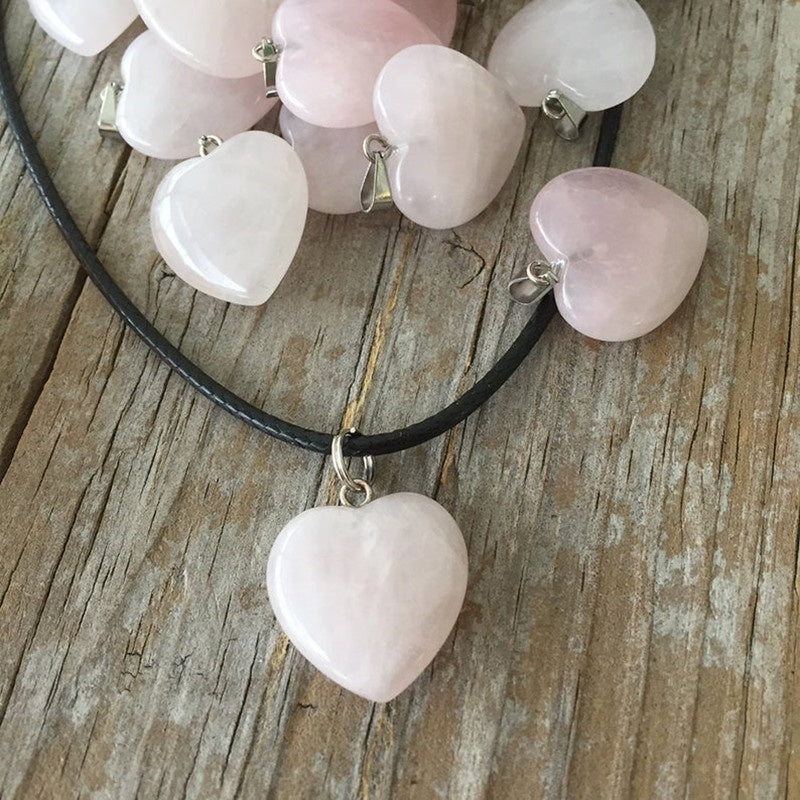 Valentines Heart Crystal Natural Stone Necklace