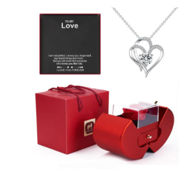 Red Apple Rose Necklace Gift Box – Forever Love Edition