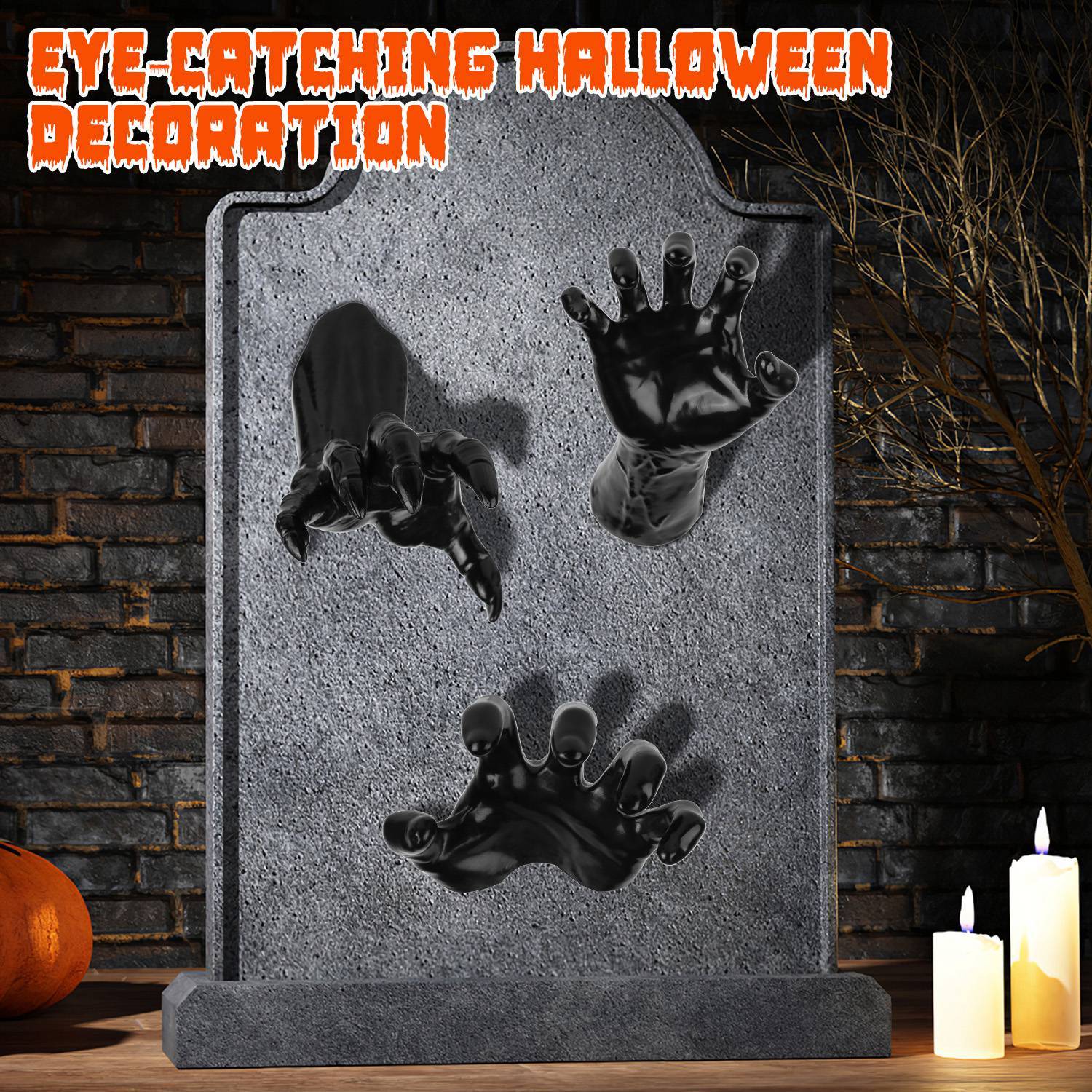 Gothic Candle Hands – Halloween Wall Decor (Set of 3)