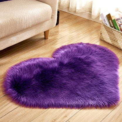 Heart‑Shaped Fluffy Floor Rug