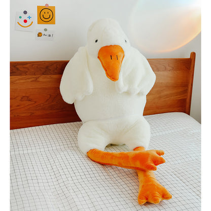 Adorable Oversized White Goose Plush Pillow