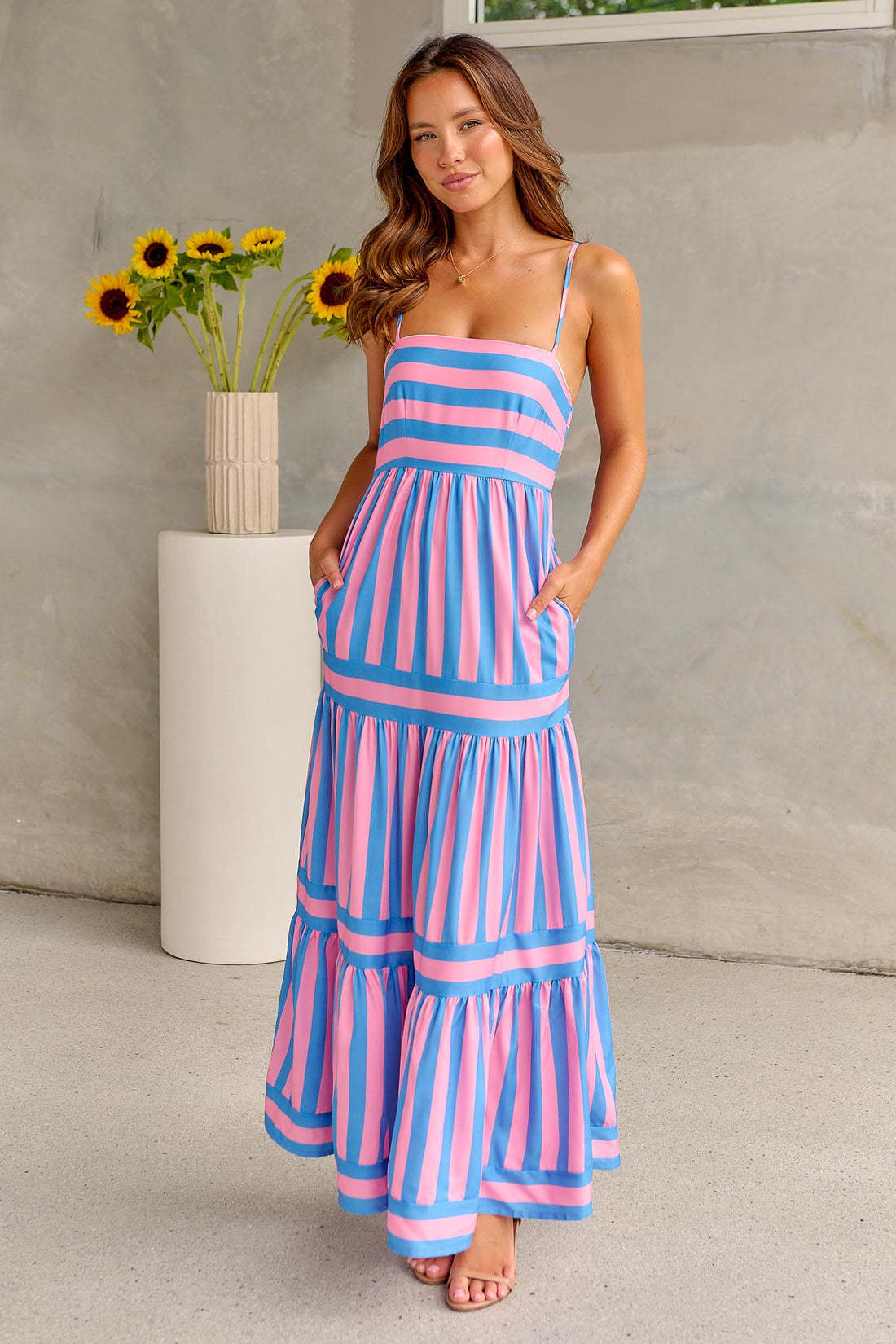 Coastal Breeze Backless Pocket Dress