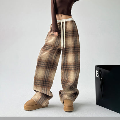 Soft‑Fit Checkered Drawstring Pants