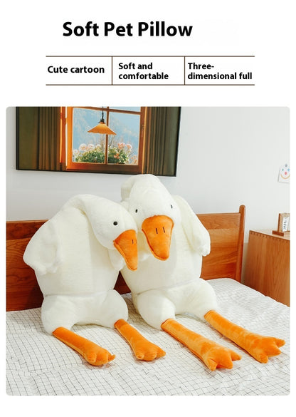 Adorable Oversized White Goose Plush Pillow