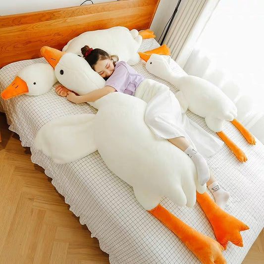 Adorable Oversized White Goose Plush Pillow