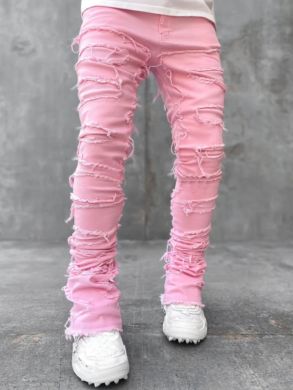 Cotton slim fit stacked pants designed for modern streetwear