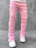 Cotton slim fit stacked pants designed for modern streetwear