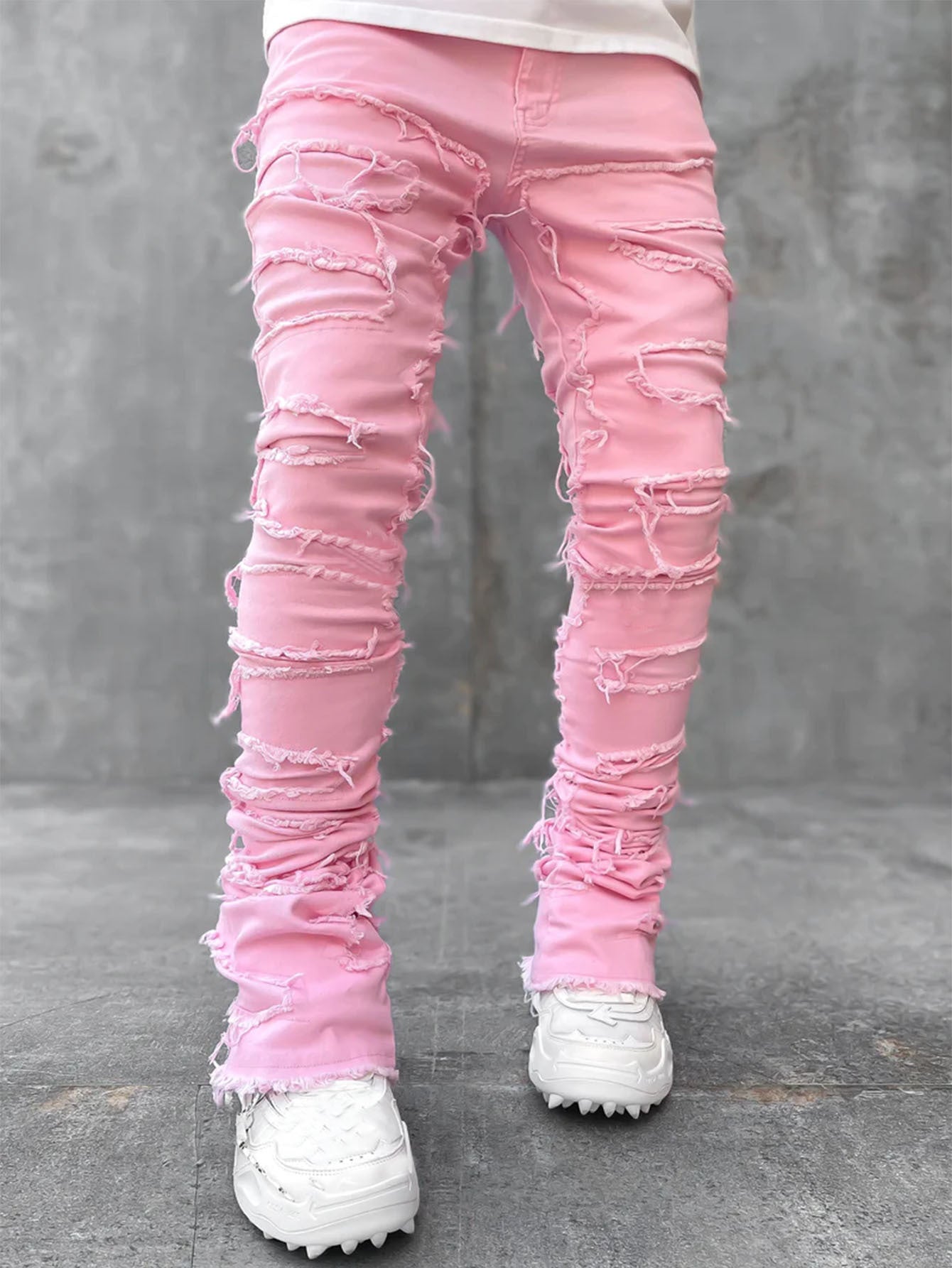 Cotton slim fit stacked pants designed for modern streetwear