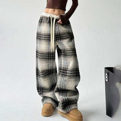 Soft‑Fit Checkered Drawstring Pants