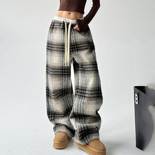 Soft‑Fit Checkered Drawstring Pants