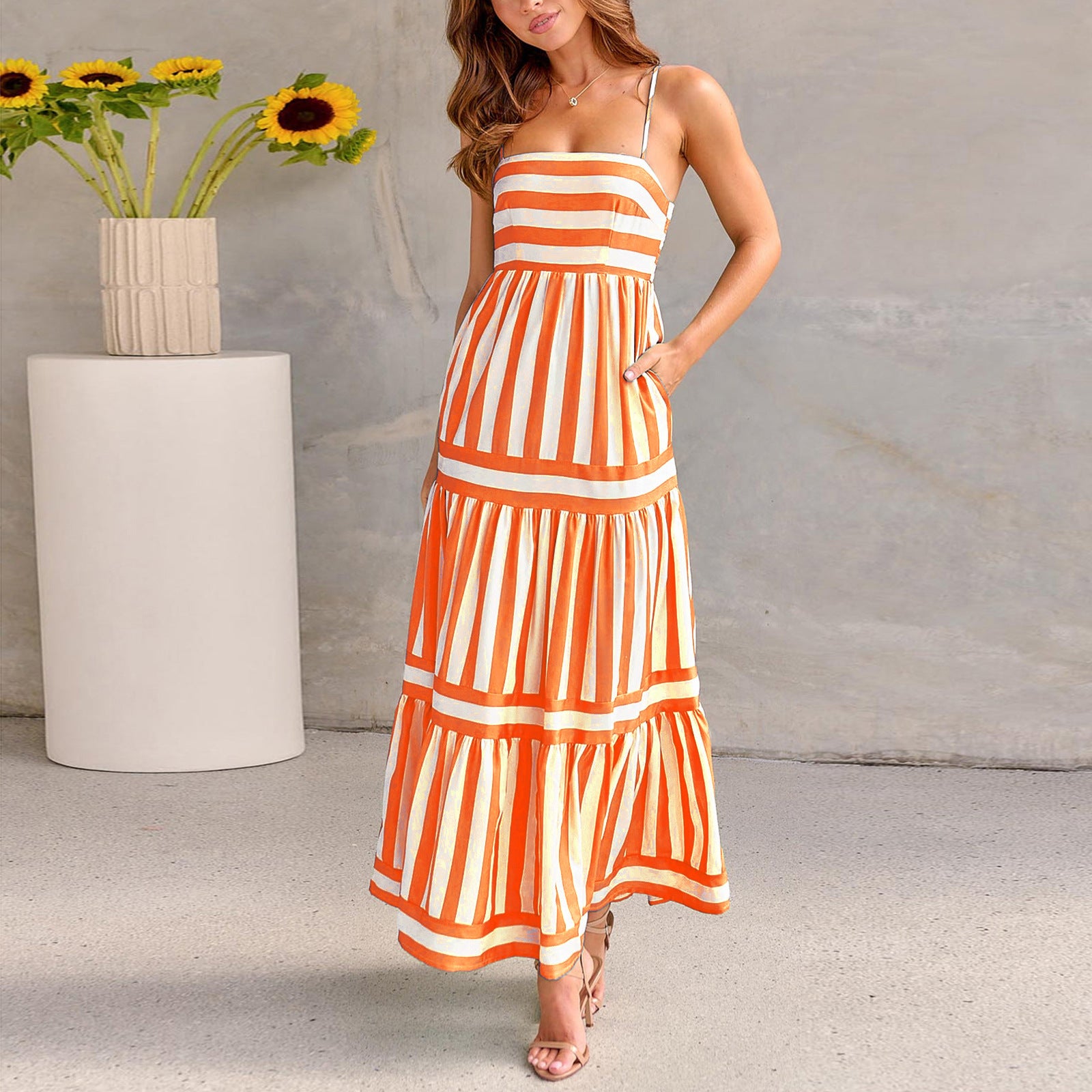 Coastal Breeze Backless Pocket Dress