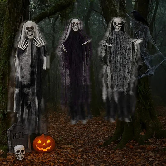 Grim Trio – Hanging Skeleton Ghosts for Halloween