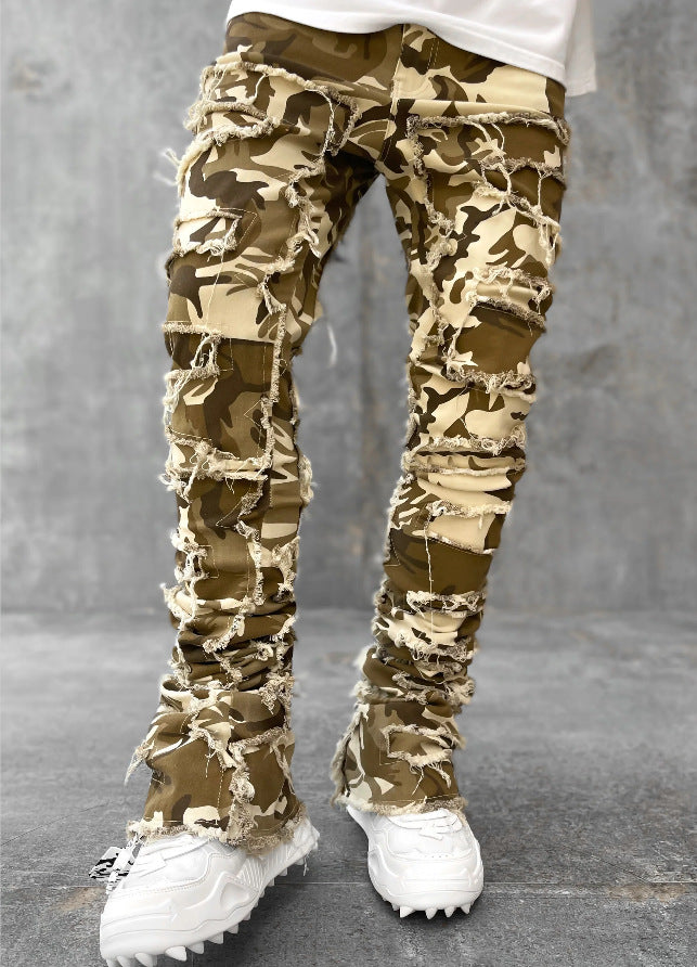 Streetwear stacked pants designed for slim fit and trendy layering