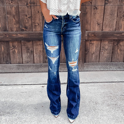 Women's Elegant Ripped Casual Jeans