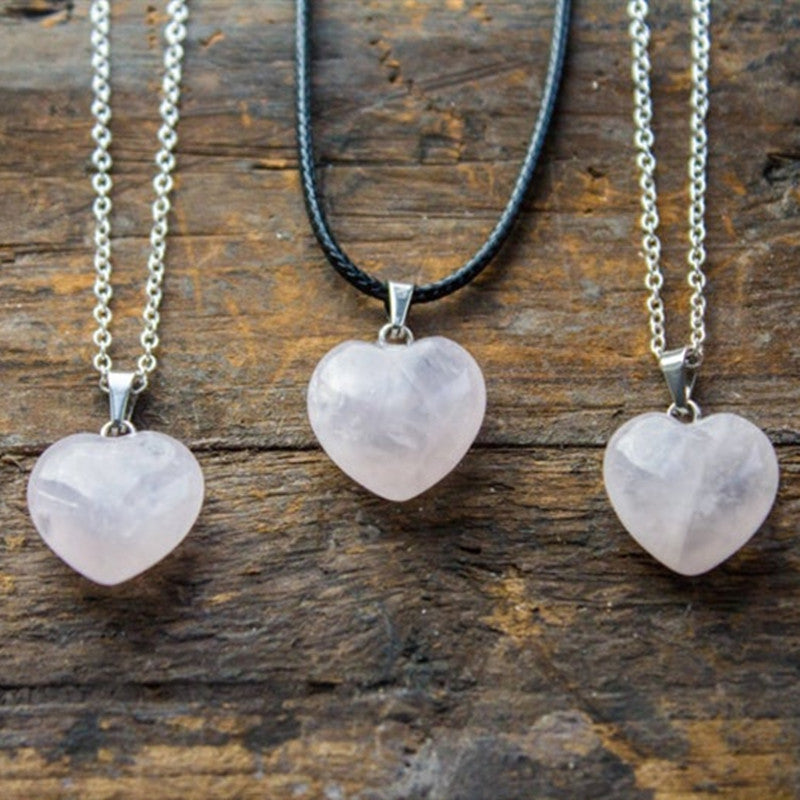 Valentines Heart Crystal Natural Stone Necklace