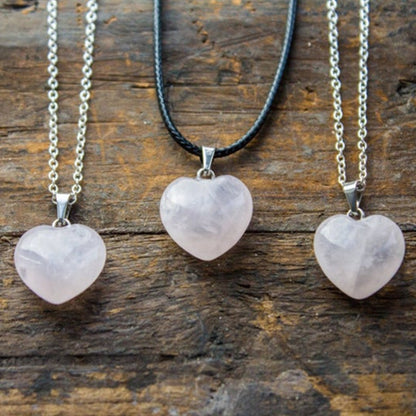 Valentines Heart Crystal Natural Stone Necklace