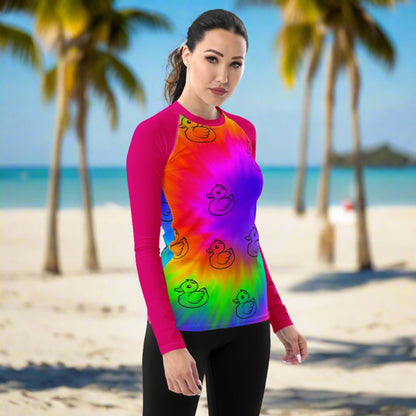 Women's Tie-Dye & Ducks Rash Guard