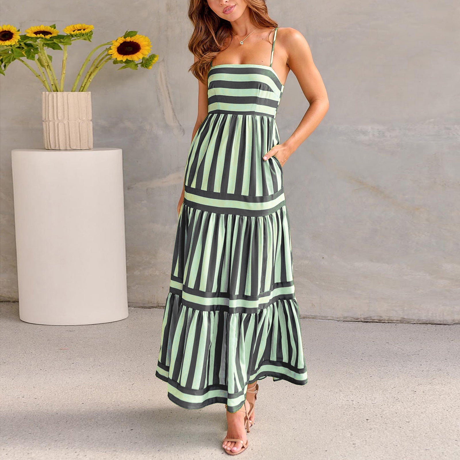 Coastal Breeze Backless Pocket Dress