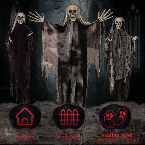Grim Trio – Hanging Skeleton Ghosts for Halloween