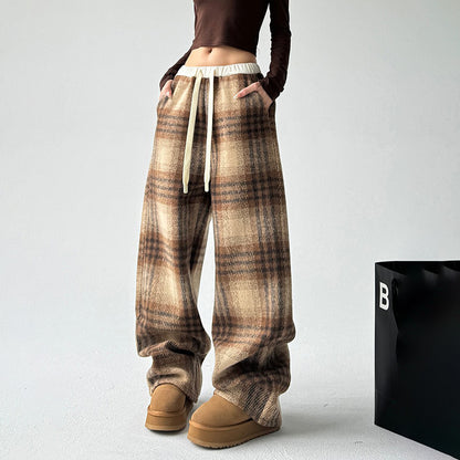Soft‑Fit Checkered Drawstring Pants