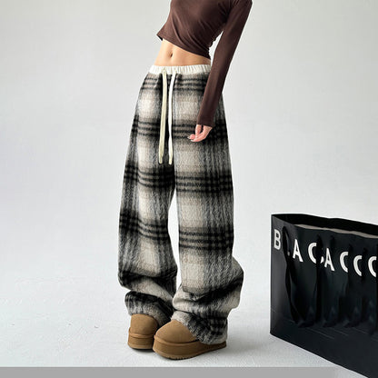 Soft‑Fit Checkered Drawstring Pants