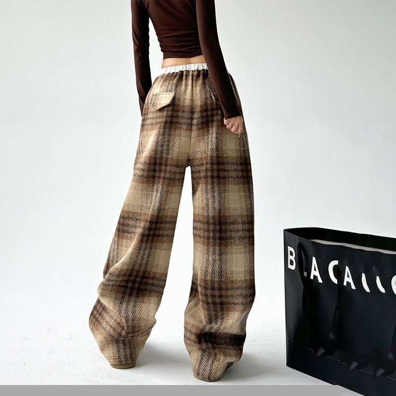Soft‑Fit Checkered Drawstring Pants