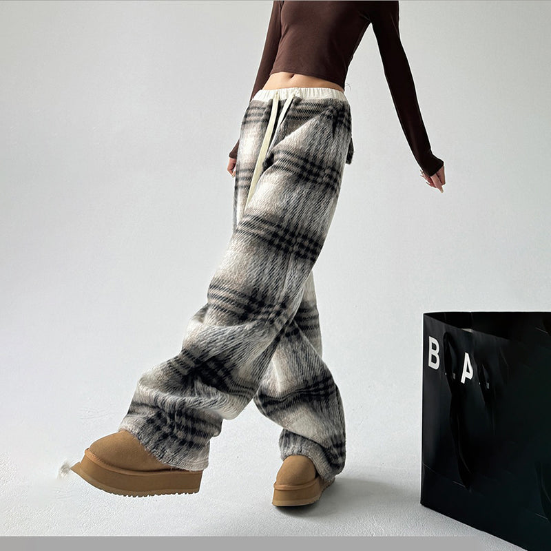 Soft‑Fit Checkered Drawstring Pants