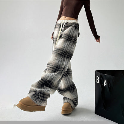 Soft‑Fit Checkered Drawstring Pants