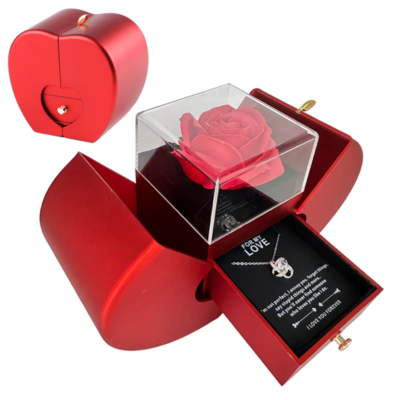 Red Apple Rose Necklace Gift Box – Forever Love Edition