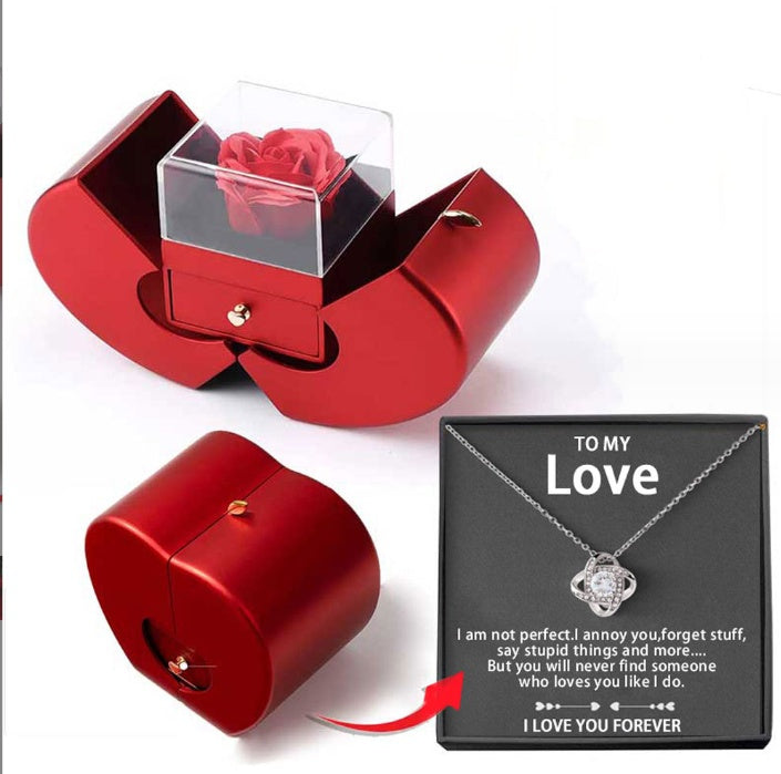 Red Apple Rose Necklace Gift Box – Forever Love Edition