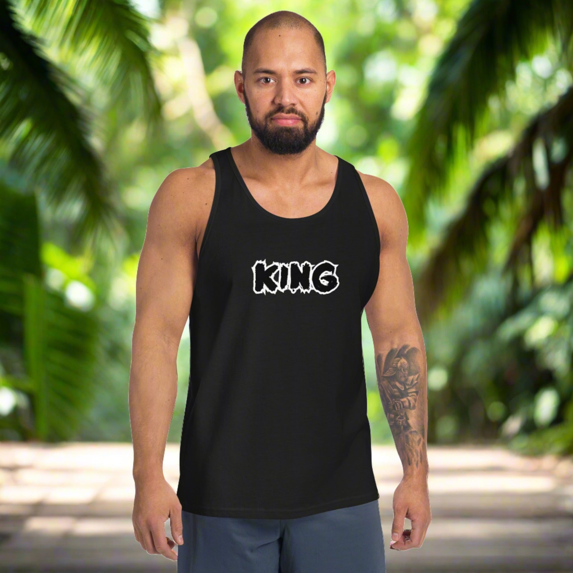 Men’s KING Tank Top | Soft 100% Cotton Streetwear Sleeveless Shirt