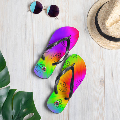 Tie Dye & Ducks Flip-Flops