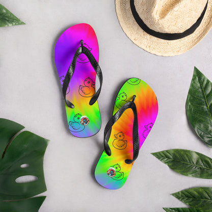 Tie Dye & Ducks Flip-Flops