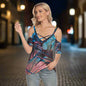 Women's Cold Shoulder T-shirt with Criss Cross Strips